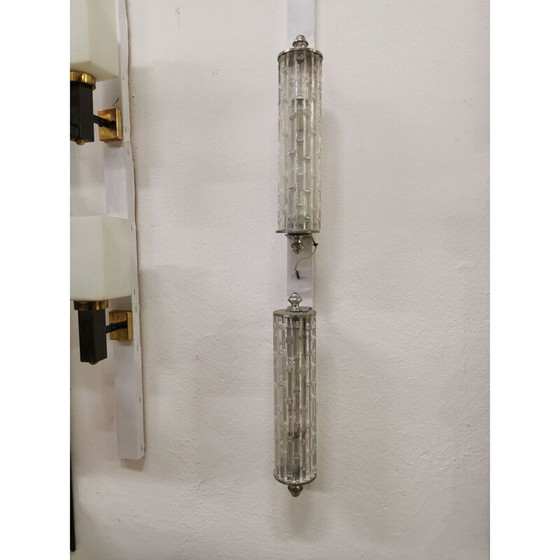 Image 1 of Paar Wandlampen aus Muranoglas und Stahl von Toni Zuccheri, Italien 1960