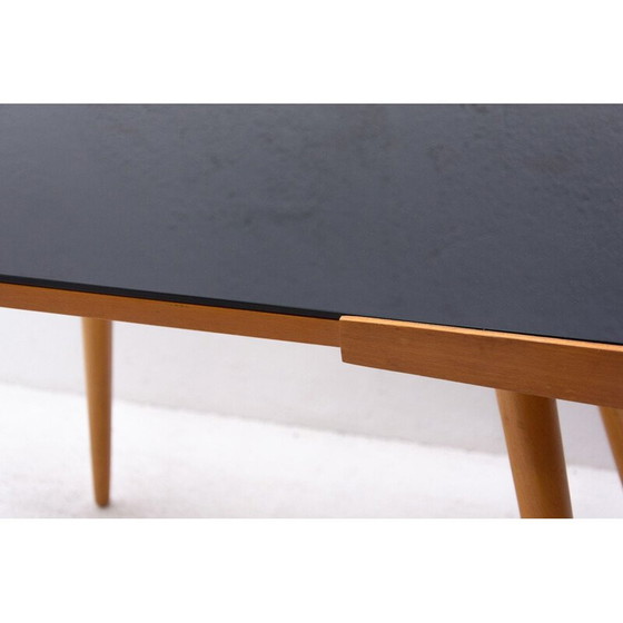 Image 1 of Vintage Couchtisch aus undurchsichtigem Glas und Buchenholz von Interior Praha, Tschechoslowakei 1960