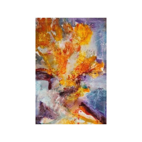 Image 1 of Vintage Öl auf Leinwand mit Vulkanausbruch von Petur Thor Gunnarsson, 1958