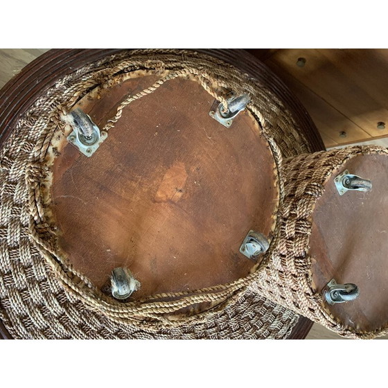 Image 1 of Vintage-Essgarnitur aus geflochtenem Seil und Rattan