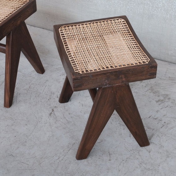 Image 1 of 2x Chandigarh vintage teak hocker "Pj-Si-34-A"
