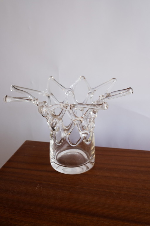 Vintage Vase aus mundgeblasenem Latice