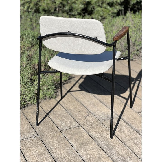 Image 1 of Vintage-Sessel aus schwarz lackiertem Metall und Eiche, Frankreich 1950