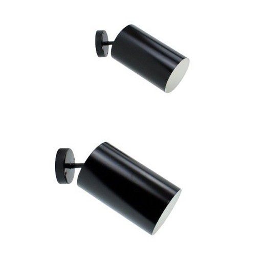 Vintage-Decken- oder Wandleuchten aus schwarzem Metall, 1950, Parscot, Rohrspots