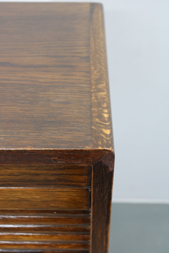 Image 1 of 1950S Tambour Büro Holzschrank