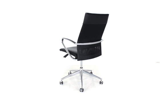 Image 1 of As New! Art Collection Executive Desk Chair / Schreibtischstuhl in Leather, Chrome, and Aluminum