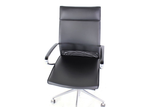 Image 1 of As New! Art Collection Executive Desk Chair / Schreibtischstuhl in Leather, Chrome, and Aluminum