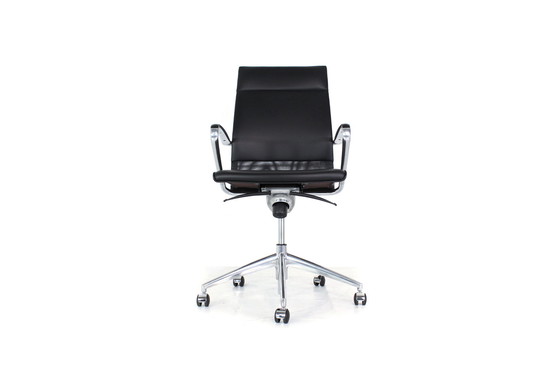 Image 1 of As New! Art Collection Executive Desk Chair / Schreibtischstuhl in Leather, Chrome, and Aluminum