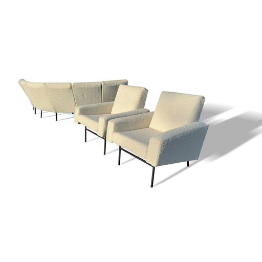 Vintage 3-Sitzer-Sofa aus Stoff mit 2 Sesseln von Pierre Guariche für Airborne, 1950