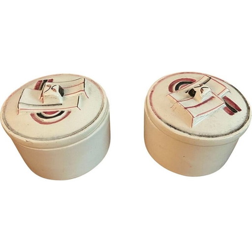 Paar alte Puderdosen von Sonia Delaunay für Jean Patou, 1930