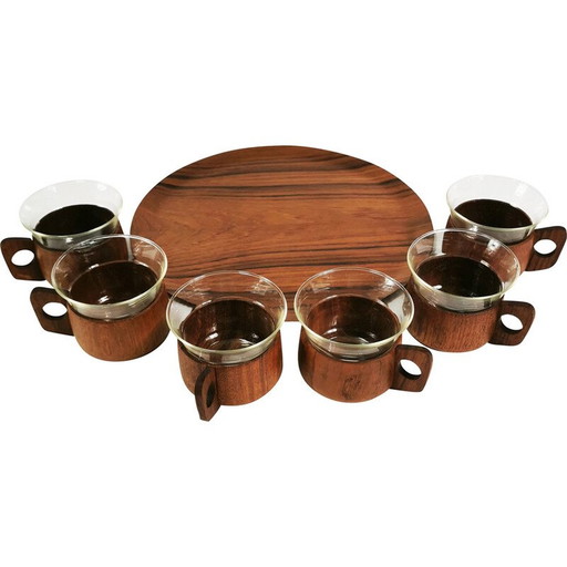Vintage Kaffee- und Teeservice aus Teakholz von Schott und Gen Mainz, Deutschland 1970
