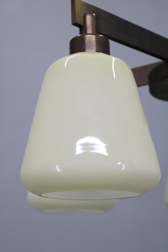 Image 1 of 1930er Art-Deco-Kronleuchter aus Messing, Tschechoslowakei