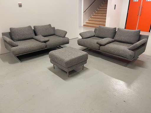  Sofa-Set aus grauem Stoff