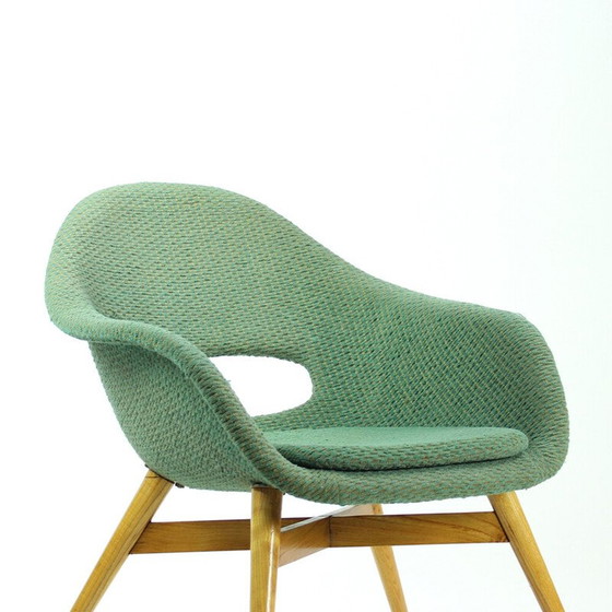 Image 1 of Vintage-Schalenstuhl aus Fiberglas und Holz von František Jirák, Tschechoslowakei 1960