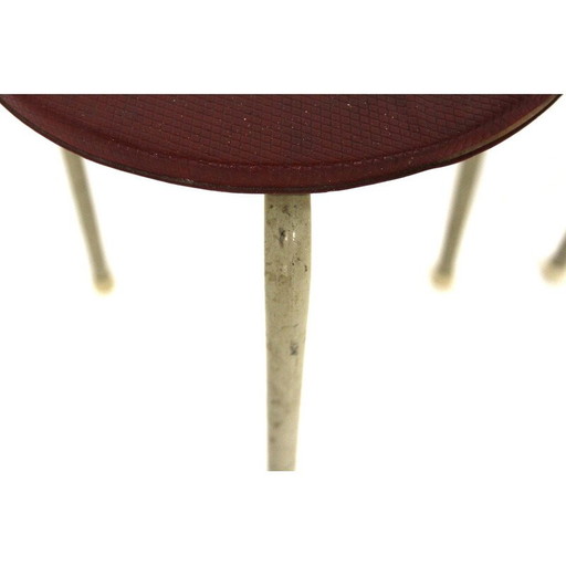 Paar Vintage-Hocker aus Metall und Kunstleder, Schweden 1950