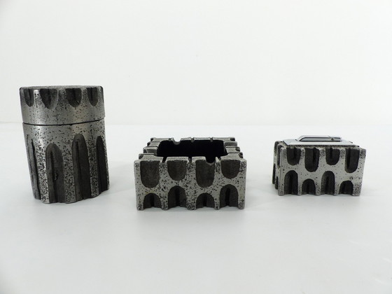 Image 1 of Casper Studioguss 1970 Brutalistisches Aluminium Raucherset