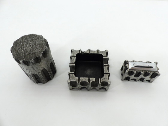 Image 1 of Casper Studioguss 1970 Brutalistisches Aluminium Raucherset