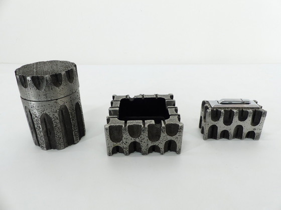 Image 1 of Casper Studioguss 1970 Brutalistisches Aluminium Raucherset
