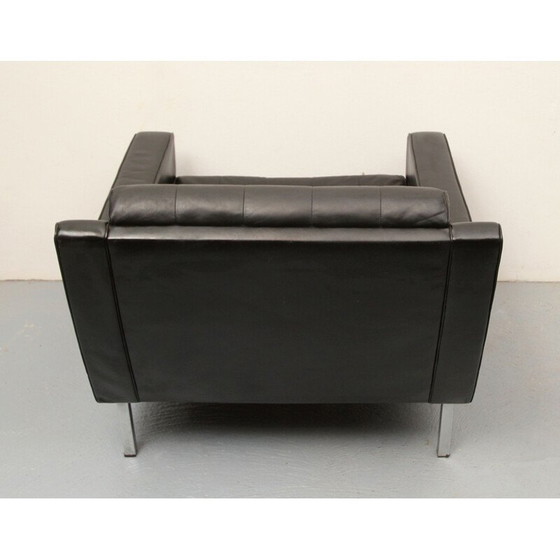 Image 1 of Club-Sessel aus schwarzem Leder, 1960er Jahre