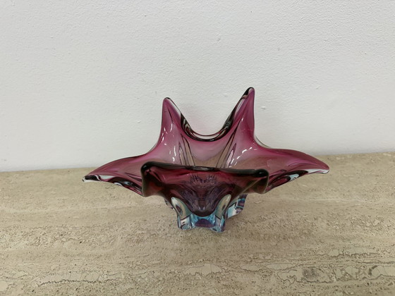 Image 1 of Schale aus Muranoglas, rosa und blau, 1970er Jahre