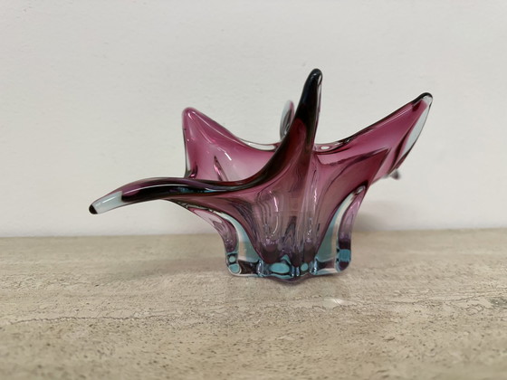 Image 1 of Schale aus Muranoglas, rosa und blau, 1970er Jahre