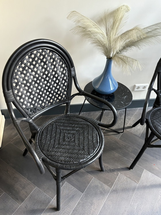 Image 1 of 2x Ikea Almsta Schwarz Rattan Stühle