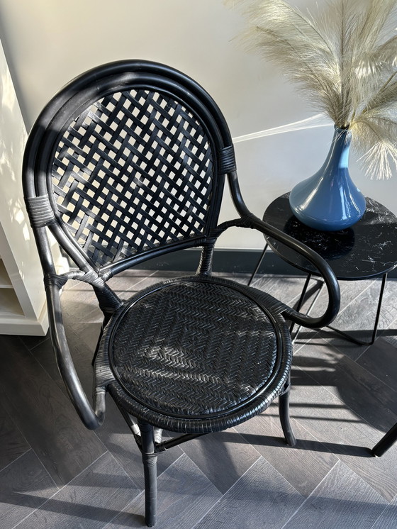 Image 1 of 2x Ikea Almsta Schwarz Rattan Stühle