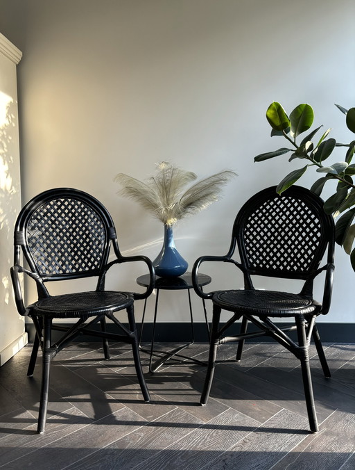 2x Ikea Almsta Schwarz Rattan Stühle