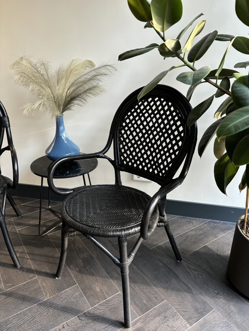 2x Ikea Almsta Schwarz Rattan Stühle