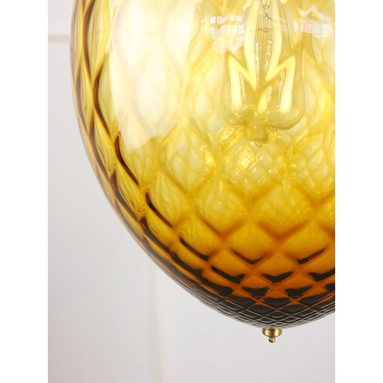 Image 1 of Vintage Muranoglas Hängelampe Bernstein aus Empoli