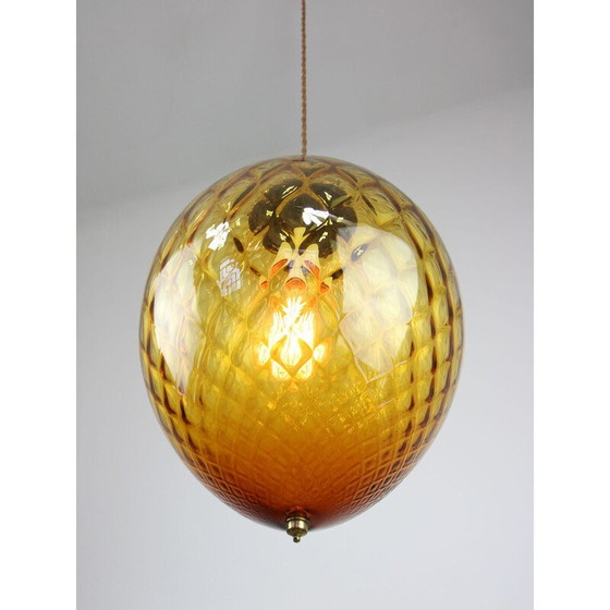 Image 1 of Vintage Muranoglas Hängelampe Bernstein aus Empoli