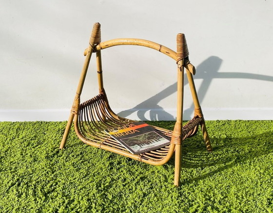 Image 1 of Rattan Zeitschriftenhalter * Vintage 50S * Zeitungsständer