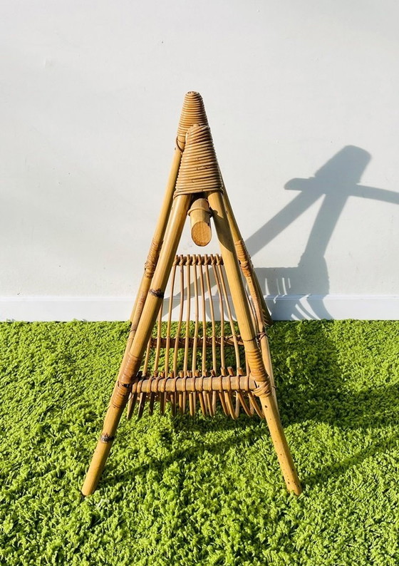 Image 1 of Rattan Zeitschriftenhalter * Vintage 50S * Zeitungsständer