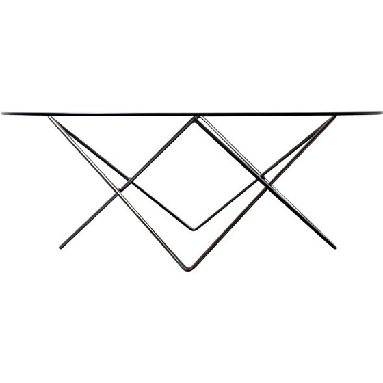 Image 1 of Vintage Couchtisch aus Rauchglas und Metall, Deutschland 1970