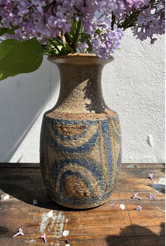 Image 1 of Noomi Backhausen Søholm Stentøj Dänemark, Steingutvase, handgefertigt, 1970er Jahre