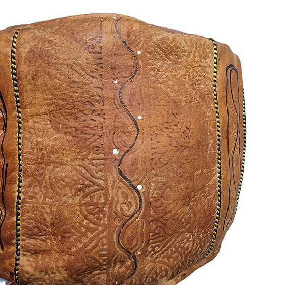 Image 1 of Vintage Marokkanisches Leder Pouf 1970s