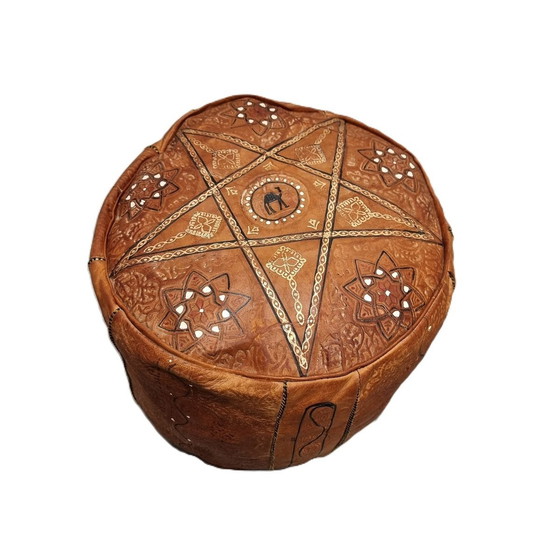 Image 1 of Vintage Marokkanisches Leder Pouf 1970s
