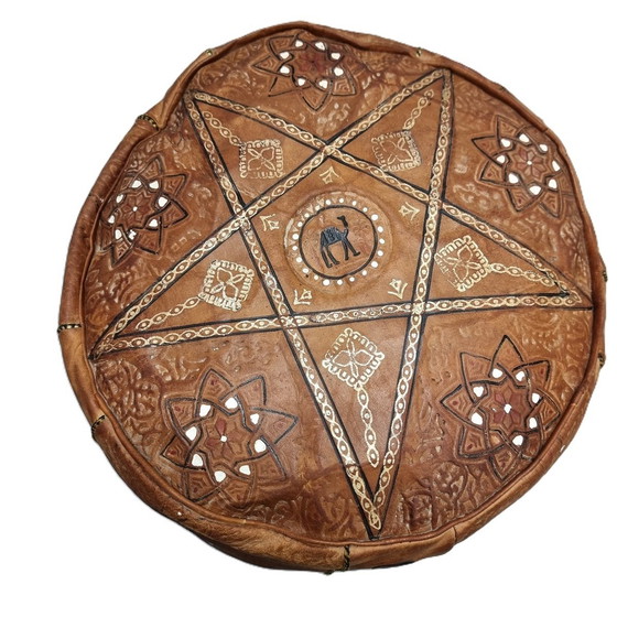 Image 1 of Vintage Marokkanisches Leder Pouf 1970s