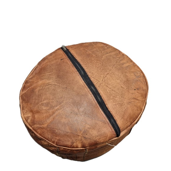Image 1 of Vintage Marokkanisches Leder Pouf 1970s