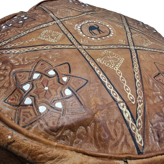 Image 1 of Vintage Marokkanisches Leder Pouf 1970s