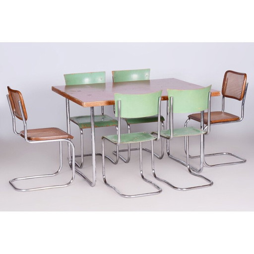 4 Stühle aus Chrom und Stahl im Bauhaus-Stil von Robert Slezak, Tschechoslowakei1930