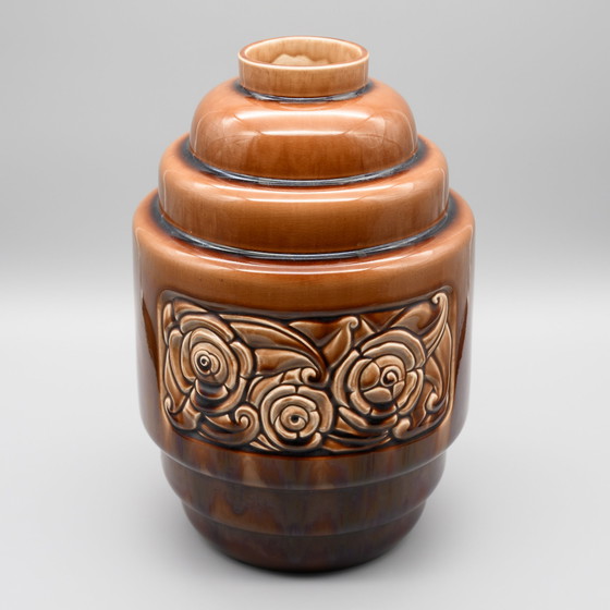 Image 1 of Seltene Art Deco Vase von Gustave de Bruyn Fives-Lille Frankreich ca. 1930 Antiker Chic