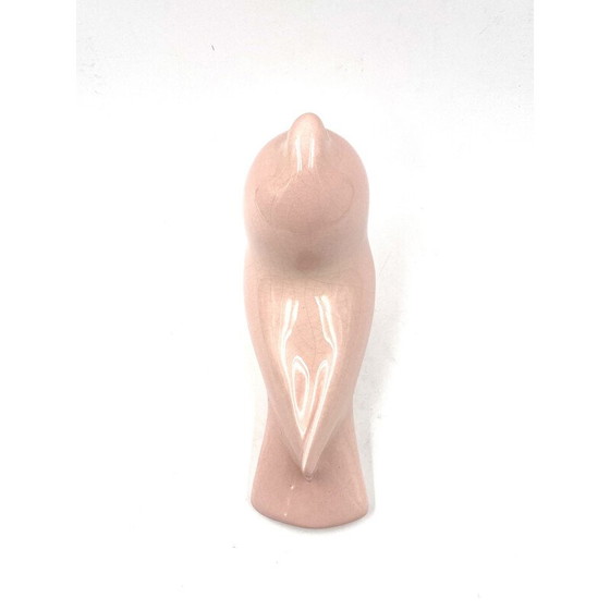 Image 1 of Vintage-Skulptur "Rosa Taube" aus rissigem Steingut, Italien 1940