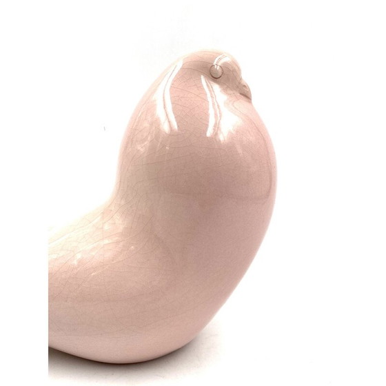 Image 1 of Vintage-Skulptur "Rosa Taube" aus rissigem Steingut, Italien 1940