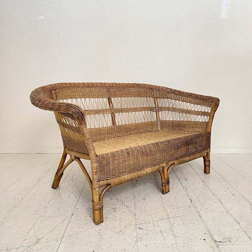 Vintage-Rattan-Sofa, Frankreich 1972