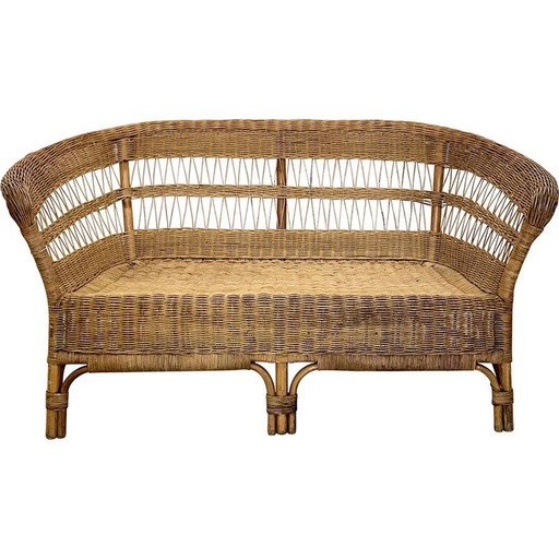 Vintage-Rattan-Sofa, Frankreich 1972