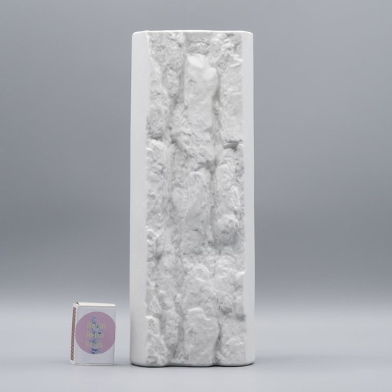 Image 1 of Ernst Fenzl Bareuther Op-Art Rindenrelief Biskuit-Porzellan "Silvana" Vasen-Set ×5