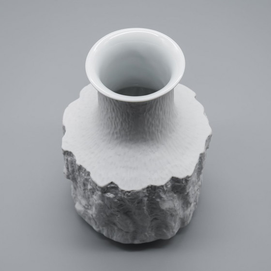 Image 1 of Ernst Fenzl Bareuther Op-Art Rindenrelief Biskuit-Porzellan "Silvana" Vasen-Set ×5