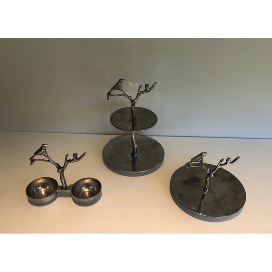 Image 1 of Satz von 3 alten Aluminium-Servierern, 1970