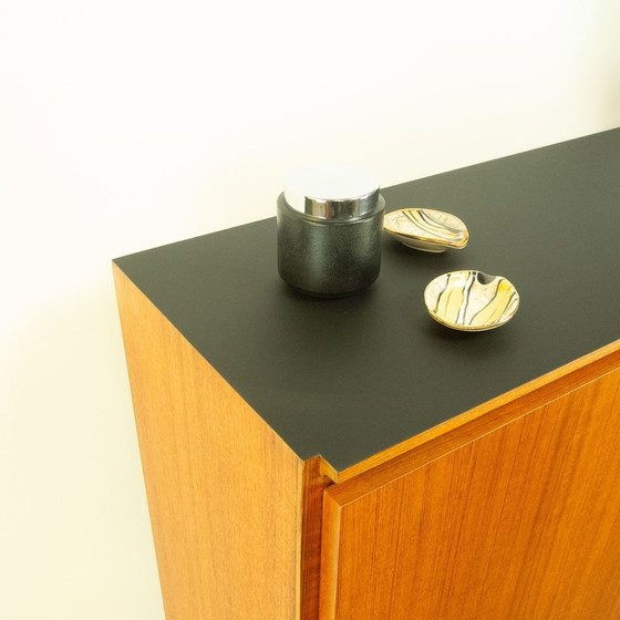 Image 1 of Regalkombination, Teak mit Schwarzer Resopalplatte, 1970er Jahre